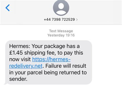 hermes phishing-mail|hermes parcel tracking text.